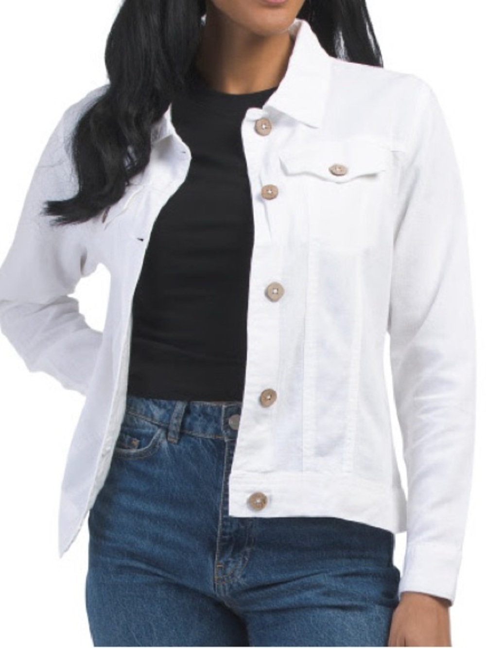 NWT Dash White Linen Blend Jean Jacket Size Small